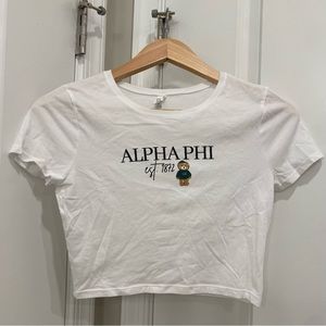 Alpha Phi Sorority Phi Bear Short Sleeve Crop Top